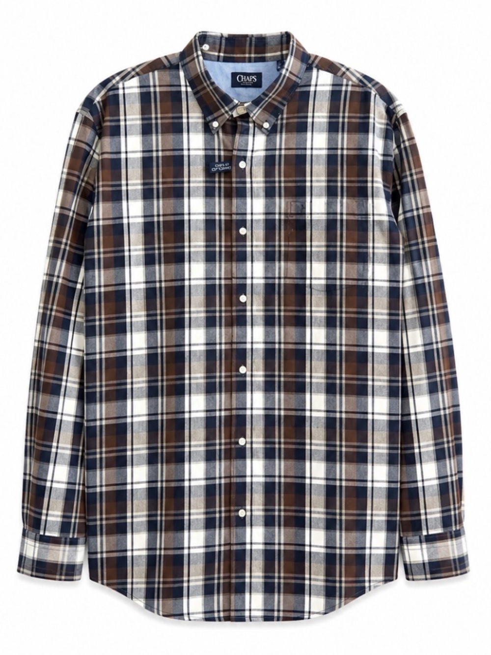 Chaps Brown & Navy Plaid Button-Down Shirt – Size XXL NWT